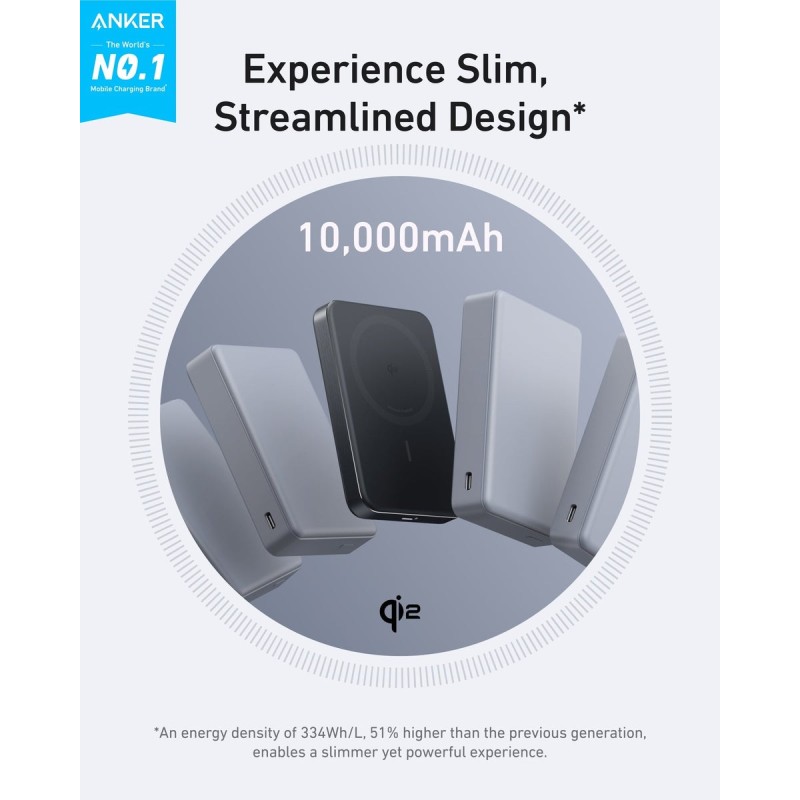 Anker MagGo Trådløs power bank 10000mAh Sort Anker MagGo Trådløs power bank 10000mAh Sort